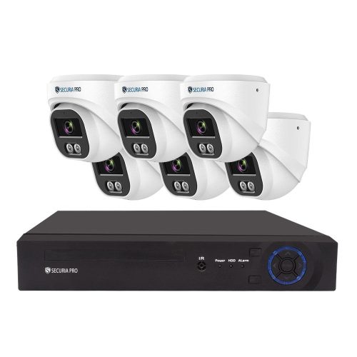   Securia Pro IP kamerarendszer NVR6CHV4S-W DOME smart, fehér Felvétel: merevlemez nélkül