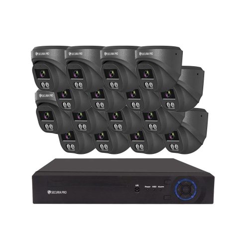  Securia Pro IP kamerarendszer NVR16CHV4S-B DOME smart, fekete Felvétel: merevlemez nélkül